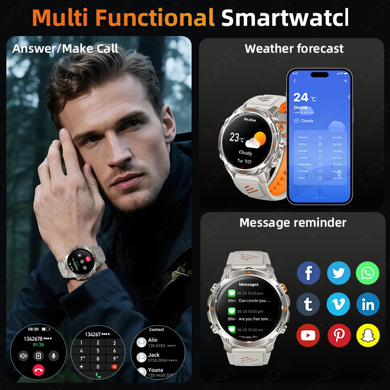 LIGE прочные GPS трековые умны – обзор и цена Smart Watch